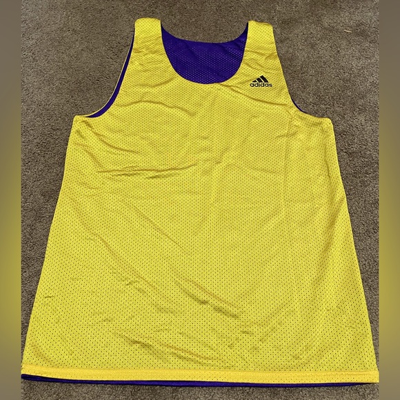 MINT ADIDAS REVERSIBLE MESH JERSEY TANK TOP LA LAKERS OR VIKINGS YELLOW & PURPLE - Picture 2 of 12